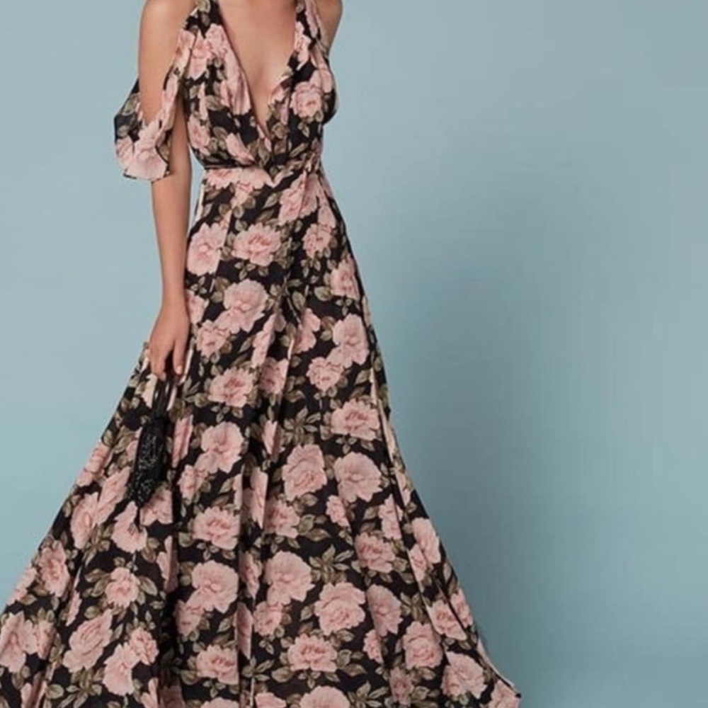 Reformation floral maxi wrap dress